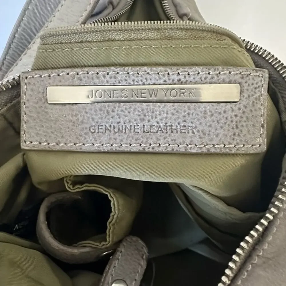 Vintage 90s Jones NY Triangle Leather Backpack Rock Stone Gray Convertible Bag